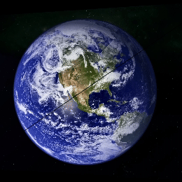 I changed the torus to a plane and added an earth picture as a texture and then kept the Sketch 3 camera code.